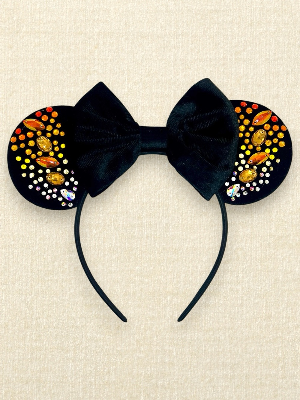 Black Velvet Rhinestone Minnie Ears | Disney-Inspired Halloween Mouse Ears